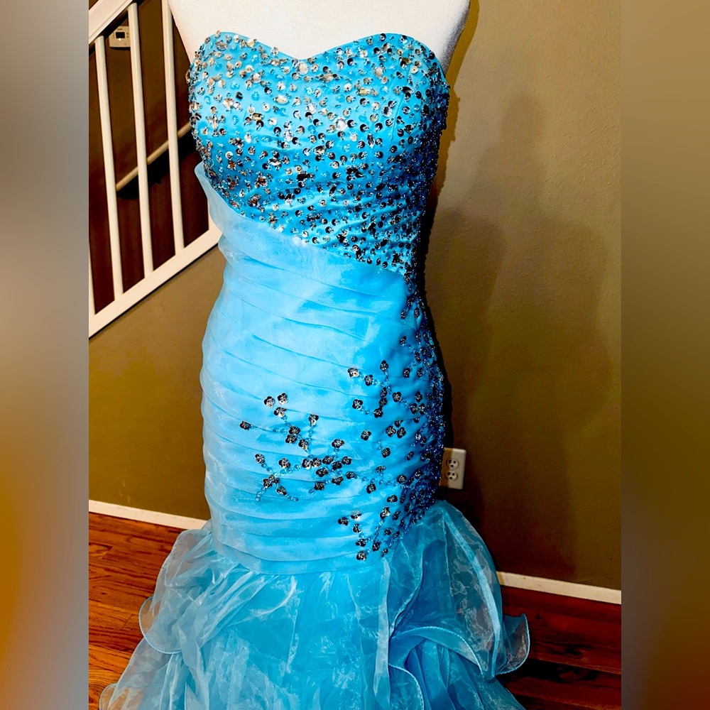 Vintage Maxi dress for party and prom dresses blue size S